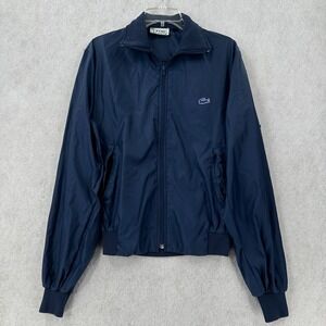 Izod Lacoste Windbreaker Jacket Mens MEDIUM Navy Blue Lightweight Harrington